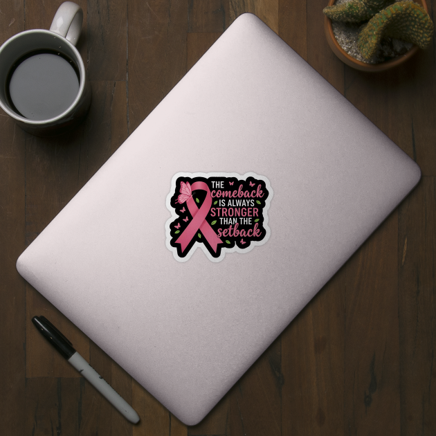 Breast Cancer Awareness Pink Butterfly - Stronger Than Setback Pink Ribbon by ArtistTee ⭐⭐⭐⭐⭐